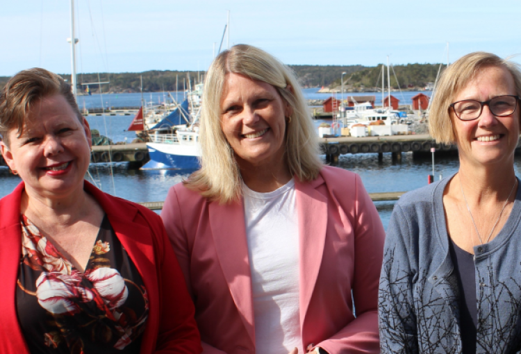 Från vänster i bild: Siv Henriette Jacobsen, fylkesrådsleder, Viken fylkeskommune, Tone E. Hansen, leder huvudutvalg for naering og reiseliv, Vestfold og Telemark fylkeskommune Kristina Jonäng, ordförande regionutvecklingsnämnden, Västra Götalandsregionen.